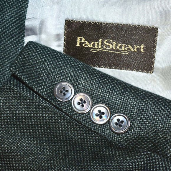 NWOT 48L Paul Stuart LINEN Green HOPSACK COAT
